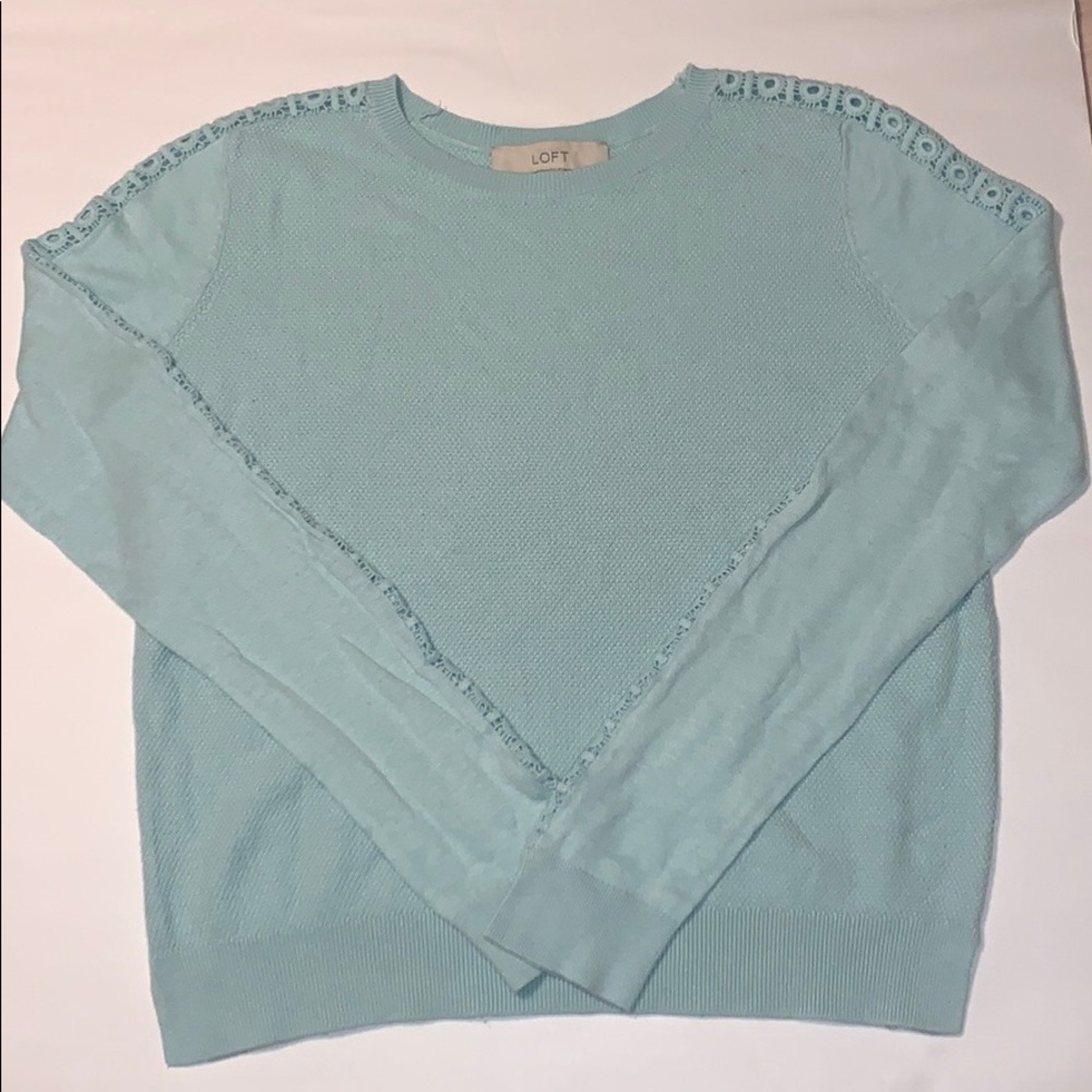 LOFT lightweight crew neck eyelet detail sweater